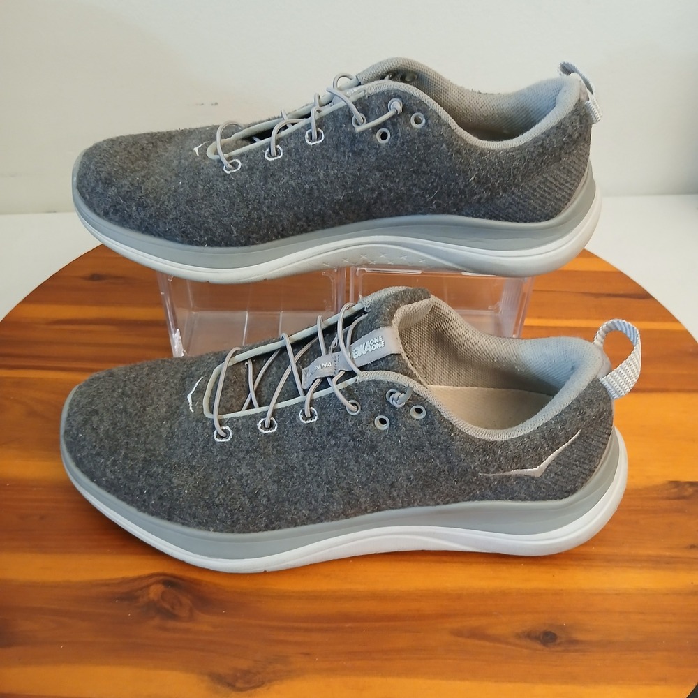 Hoka Hupana Flow Wool Womens 7.5 Gray Running Shoes Sneakers 1105590 DSWD